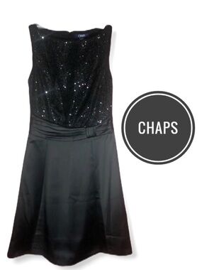 🆕 Chaps Black Sleeveless Sequin Cocktail Dress